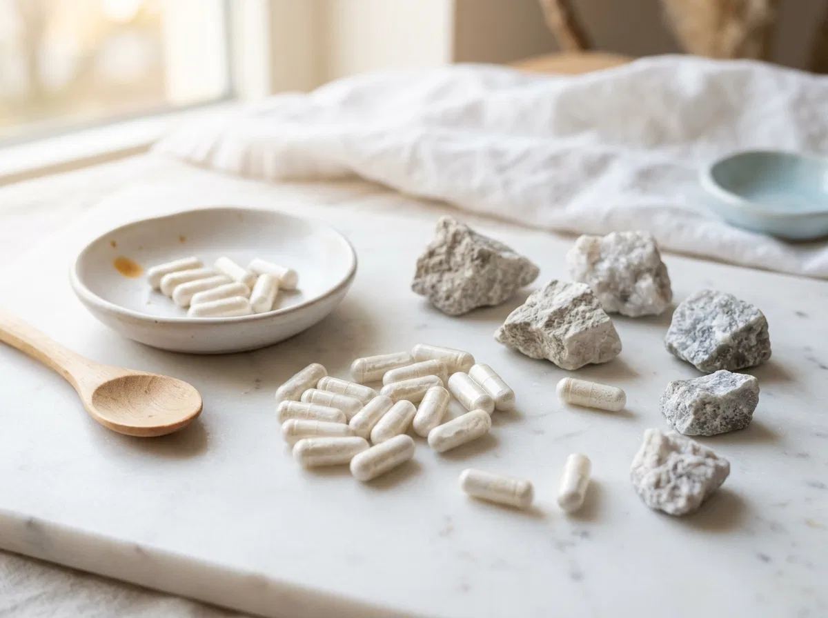 Magnesium zink selen för aktiva män - mineralkapslar och råmineralstenar